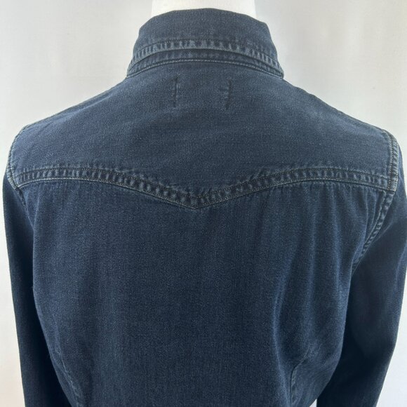 Levi’s Western Denim Women Shirt Indigo Navy Blue — Medium M - Picture 7 of 11
